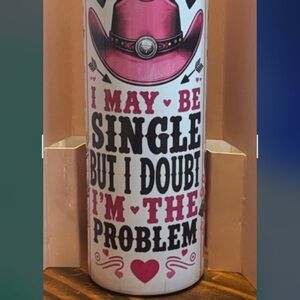 Handcrafted Cowgirl Themed Tumbler and Straw Set with Pink Cap